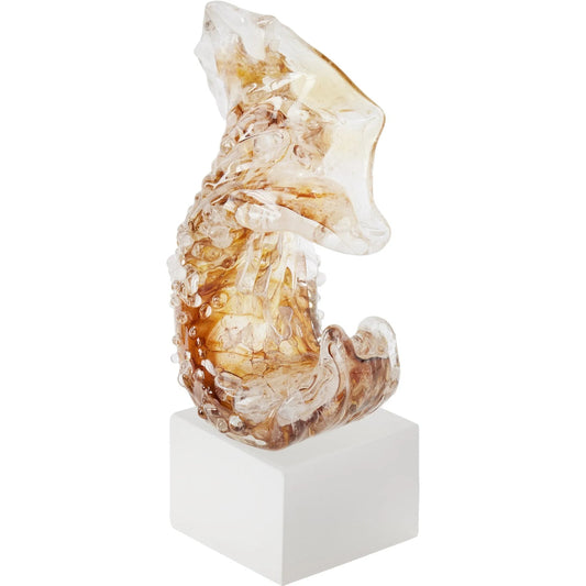 Tidal Wave Sculpture II by Global Views in brown. Made from glass in a coastal style.