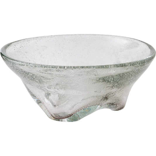 Triad Footed Bowl by Global Views in gray. Made from glass in a transitional style.