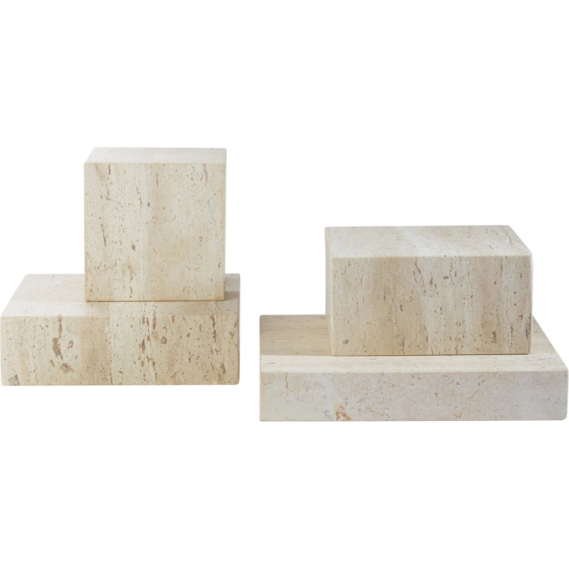 Travertine Cube Riser by Global Views. Made from travertine in a modern style.