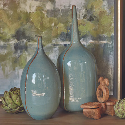 Milo Vase - Tall by Global Views. Made from ceramic in a eclectic & global style.