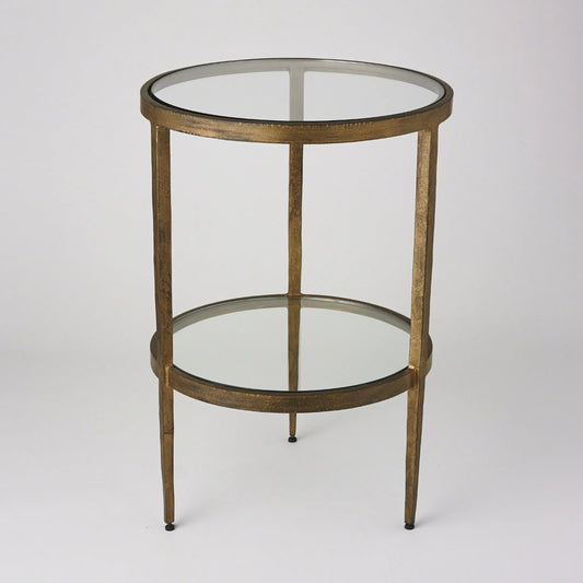 Laforge Side Table by Global Views. Made from iron, tempered glass in a transitional style.