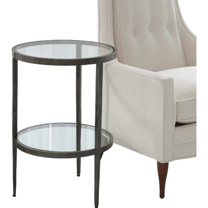 Laforge Side Table by Global Views. Made from iron, tempered glass in a transitional style.