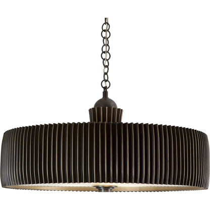 Crimp Chandelier by Global Views. Made from steel, brass, frosted glass in a modern style.