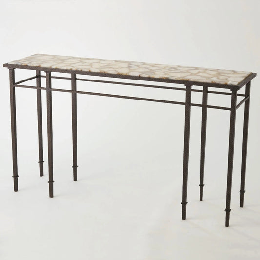 Grand Hall Console by Global Views in bronze. Made from agate top, iron in a eclectic & global style.