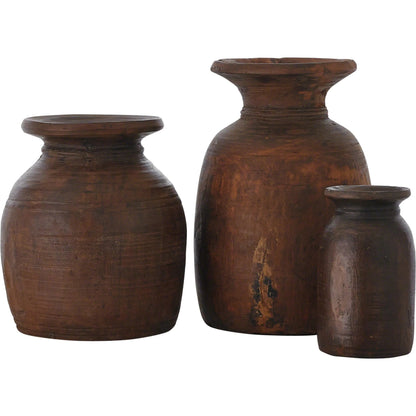 Village Milk Vessel by Global Views. Made from teak, wax in a eclectic & global style.