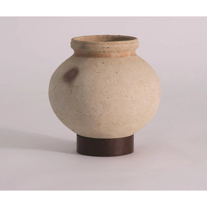 Desert Water Pot with Base by Global Views in burnt wax. Made from iron, terracotta in a rustic style.