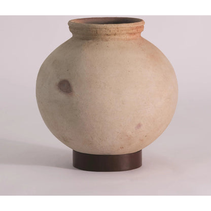 Desert Water Pot with Base by Global Views in burnt wax. Made from iron, terracotta in a rustic style.