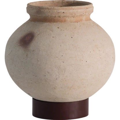 Desert Water Pot with Base by Global Views in burnt wax. Made from iron, terracotta in a rustic style.