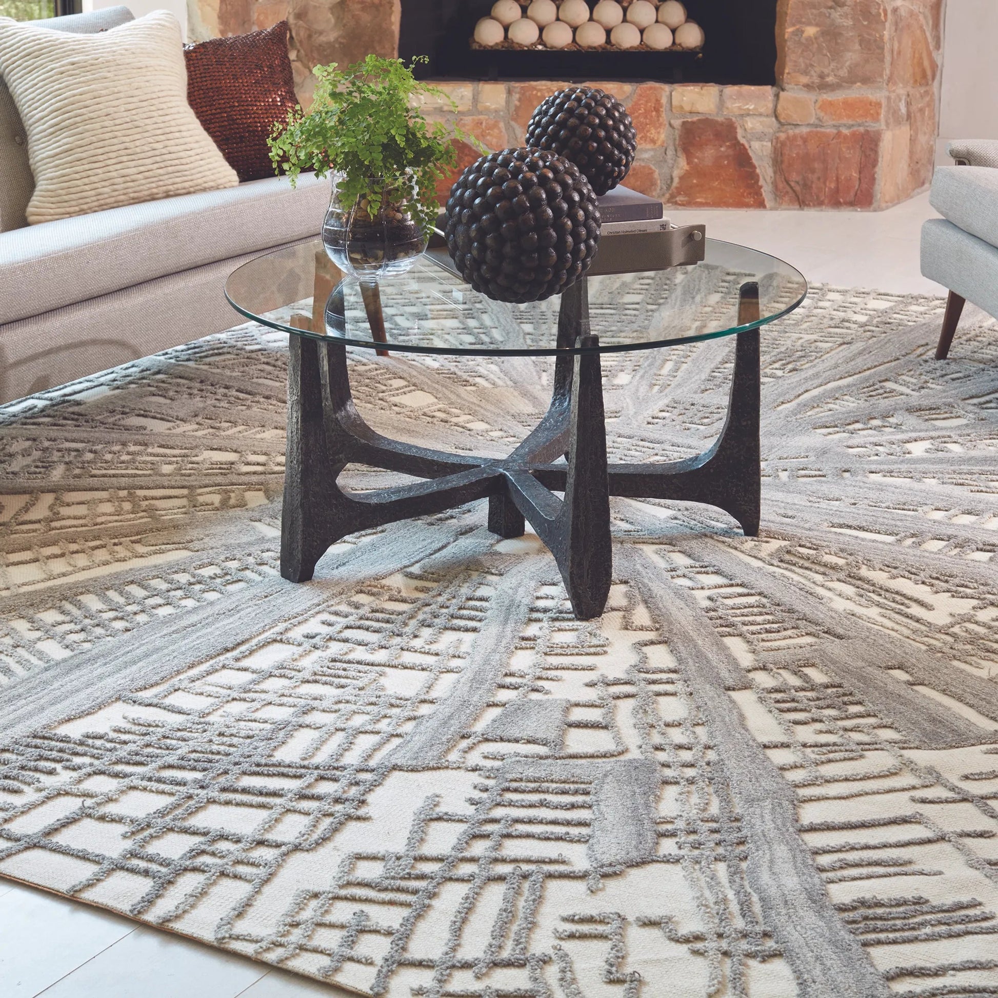 Vortex Rug by Global Views. Made from 100% wool, 100% cotton backing in a unique style.