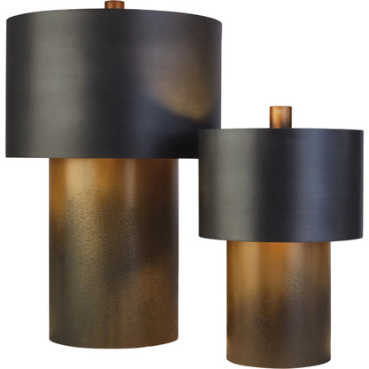 Tortoise Drum Lamp by Global Views in antique zinc, ombre brass. Made from unique in a eclectic & global style.