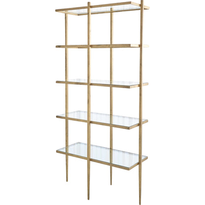 Laforge Etagere by Global Views in antique gold. Made from iron, tempered glass in a transitional style.