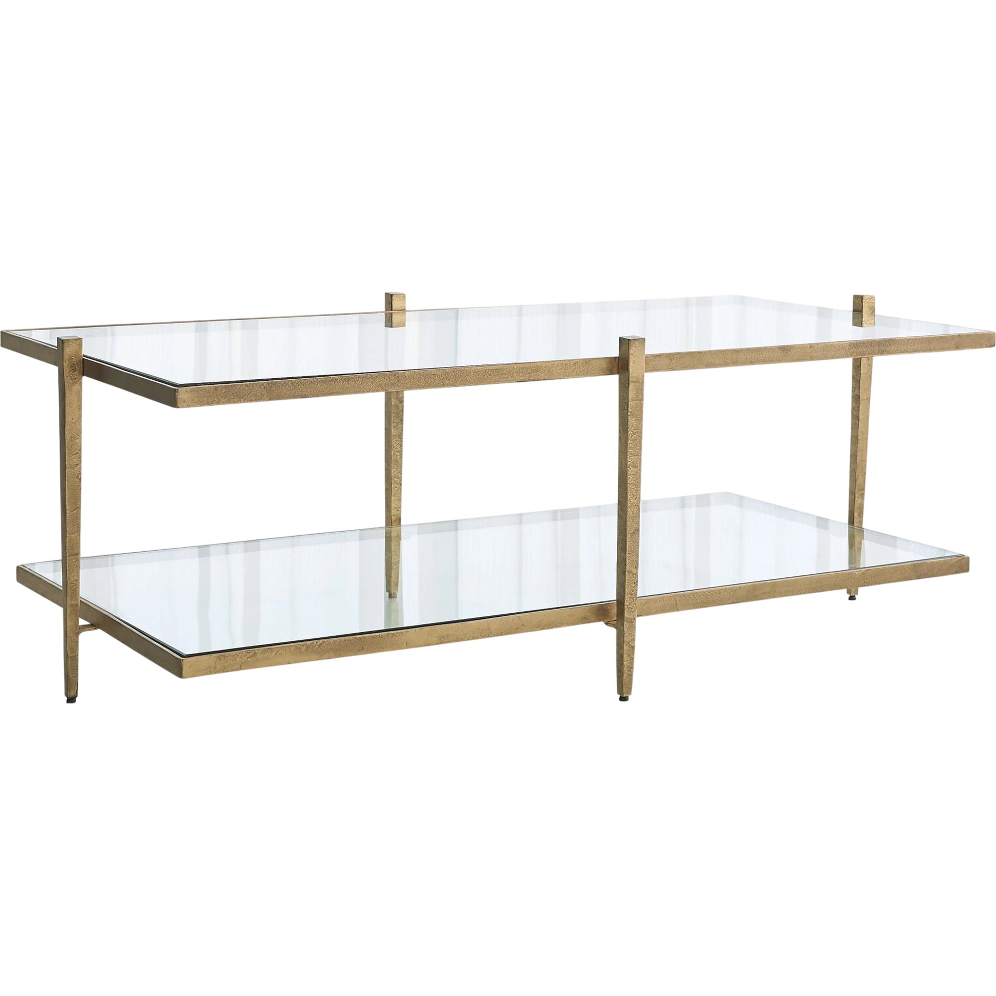Laforge Cocktail Table by Global Views. Made from iron, tempered glass in a transitional style.