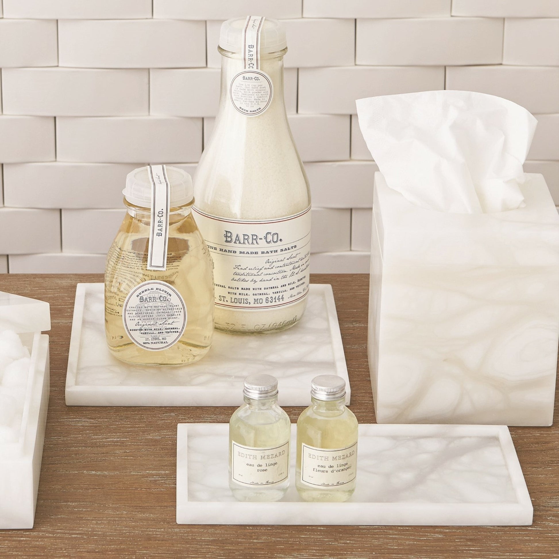 Alabaster Rectangular Plateau by Global Views. Made from alabaster in a modern style.