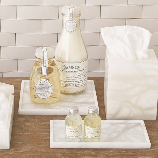 Alabaster Rectangular Plateau by Global Views. Made from alabaster in a modern style.