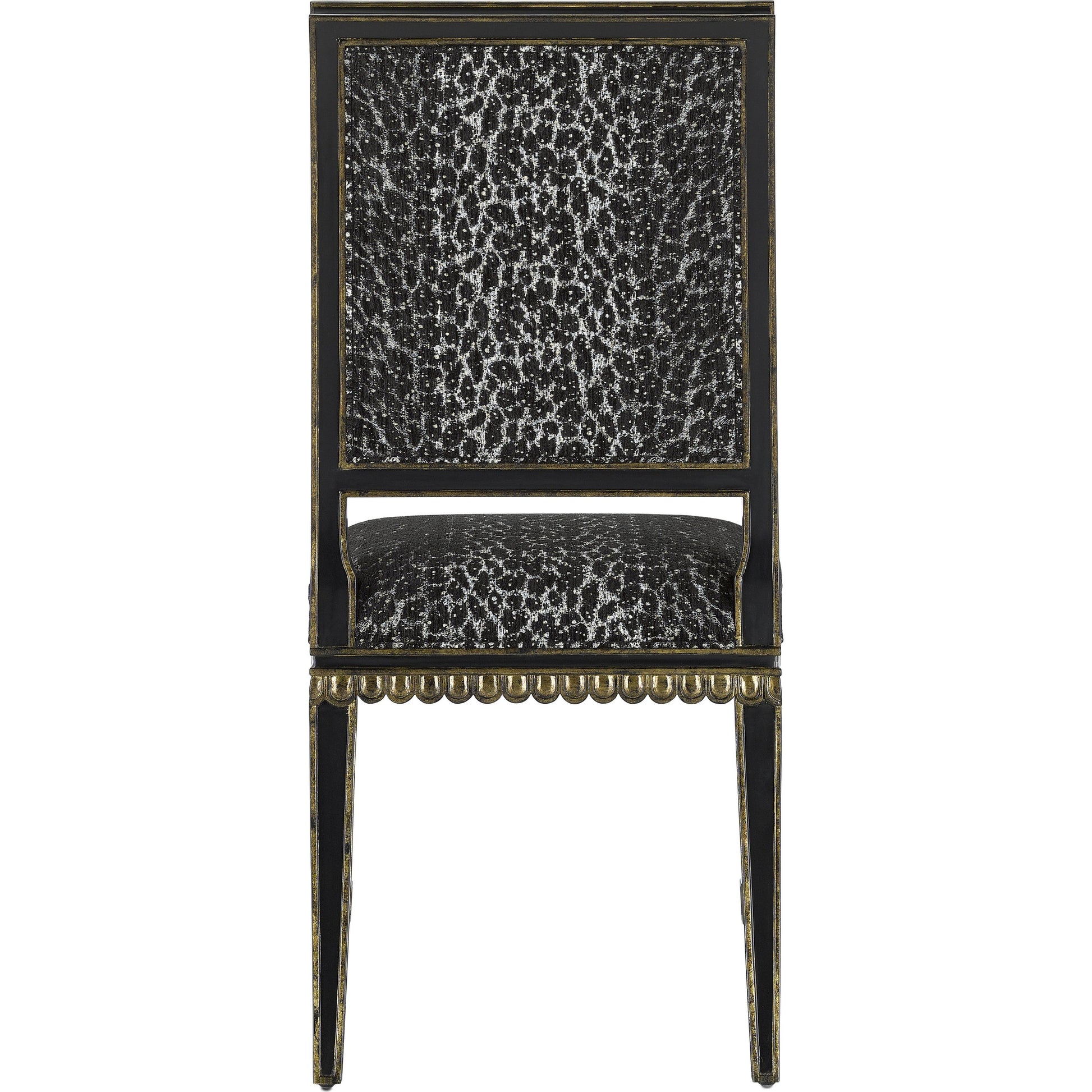 Ines Chair by Currey and Company in mixology moonstone and ivory, antique gold. Made from mahogany in a transitional style.