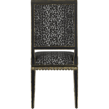 Ines Chair by Currey and Company in mixology moonstone and ivory, antique gold. Made from mahogany in a transitional style.