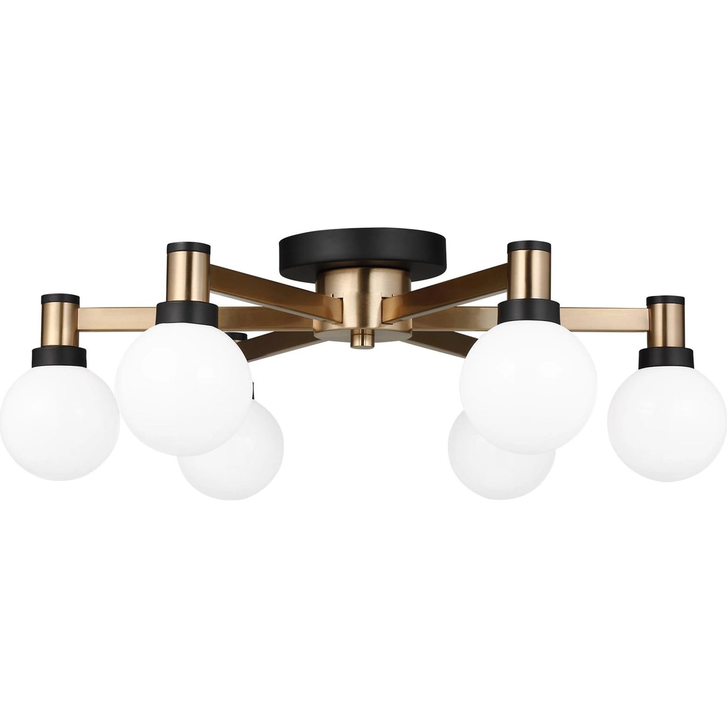 002 SI-2240976 | Additional Silo | Judd Six Light Semi-Flush Mount by Visual Comfort & Co. in satin brass. Made from steel in a modern style.