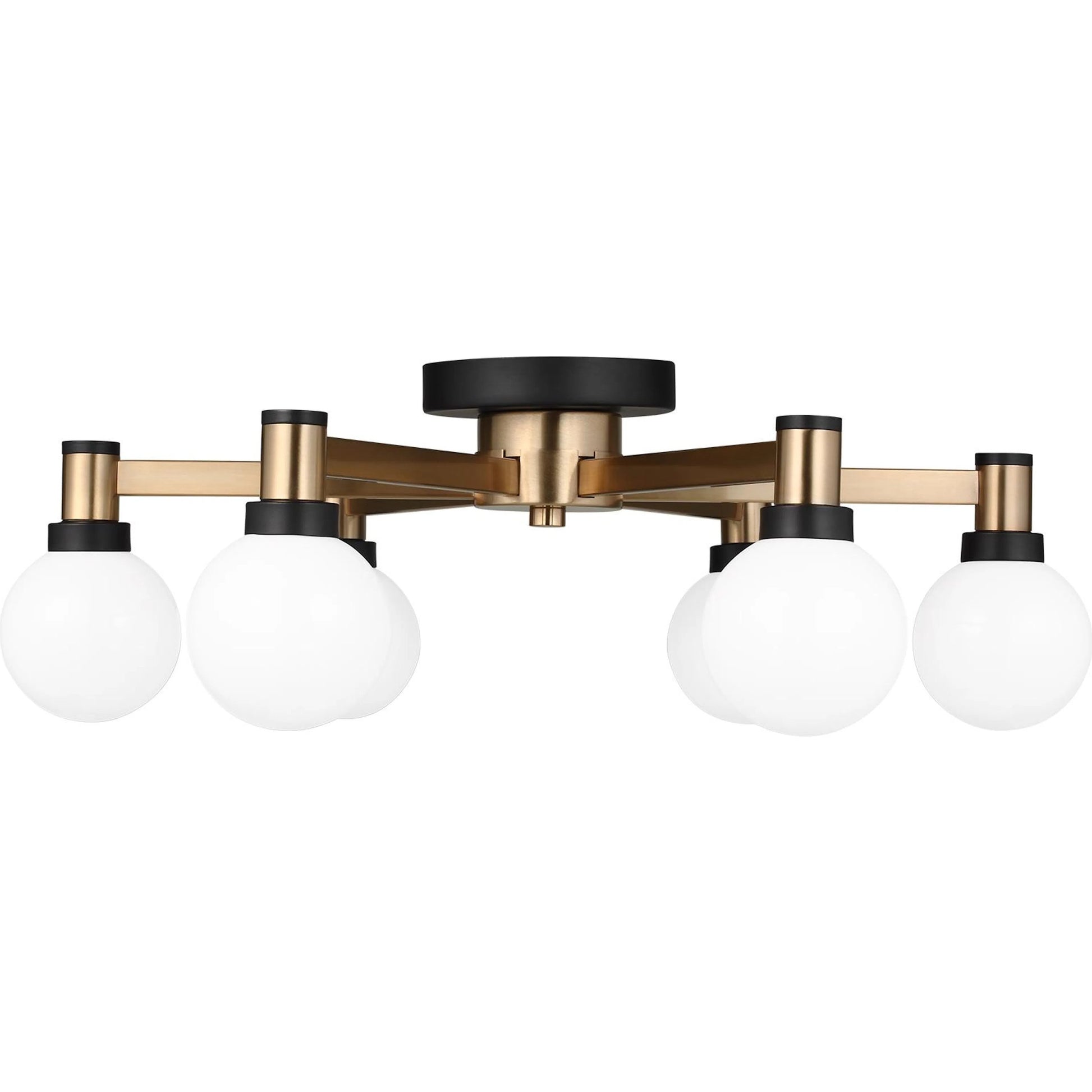 Judd Six Light Semi-Flush Mount by Visual Comfort & Co. in satin brass. Made from steel in a modern style.