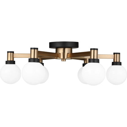 Judd Six Light Semi-Flush Mount by Visual Comfort & Co. in satin brass. Made from steel in a modern style.