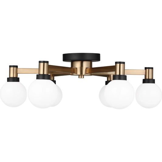 Judd Six Light Semi-Flush Mount by Visual Comfort & Co. in satin brass. Made from steel in a unique style.