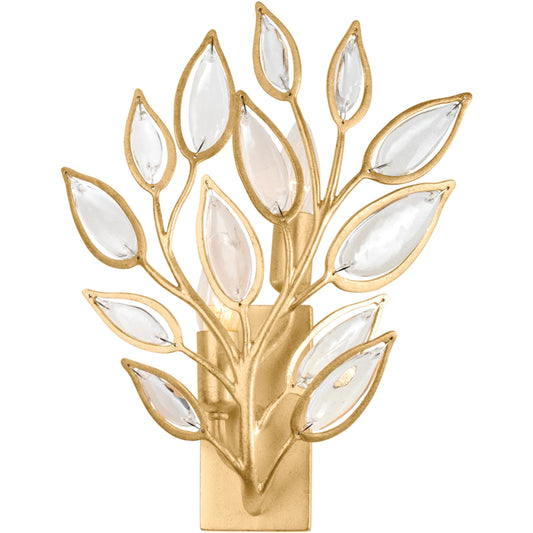 Fairlee Wall Sconce by Hudson Valley in vintage gold leaf. Made from iron in a unique style.