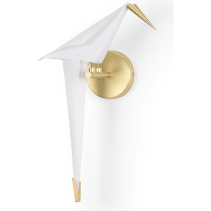 Origami Bird Sconce by Chelsea House in antique brass, cream. Made from metal, styrene in a coastal style.