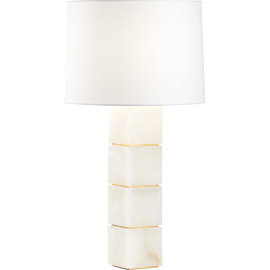 Stacked Alabaster Lamp by Chelsea House in natural white, antique gold leaf. Made from alabaster/iron in a modern style.
