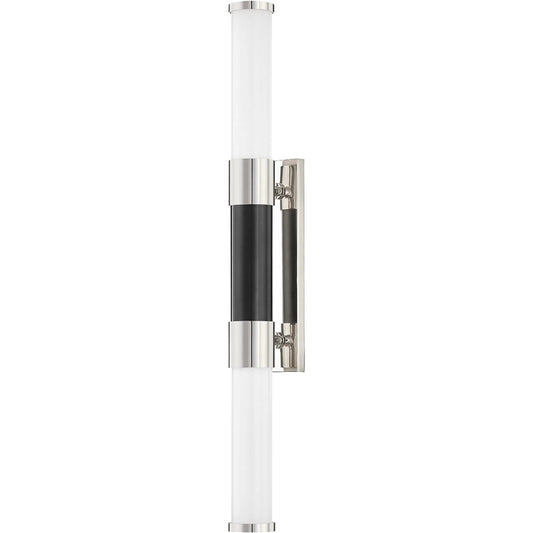 Huntington 2 Light Wall Sconce by Hudson Valley in polished nickel, black. Made from brass in a modern style.