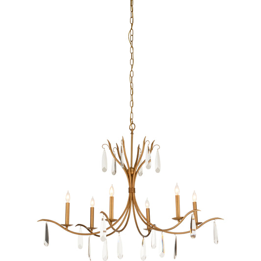 Giulia Chandelier by Chelsea House in antique gold, clear. Made from iron/crystal in a modern style.