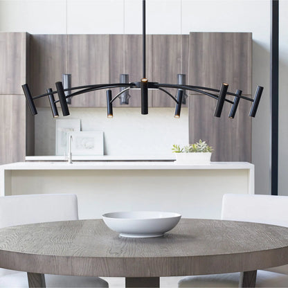 Aerial 55 Chandelier by Visual Comfort & Co. in matte black. Made from aluminum in a unique style.