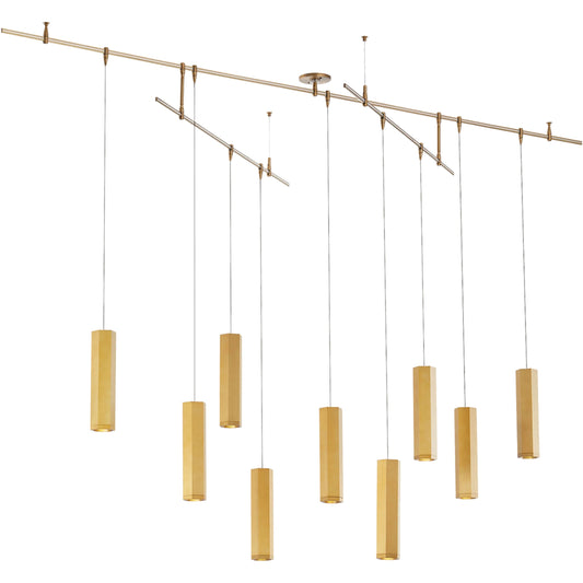 Blok Small Chandelier by Visual Comfort & Co. in aged brass. Made from metal in a unique style.