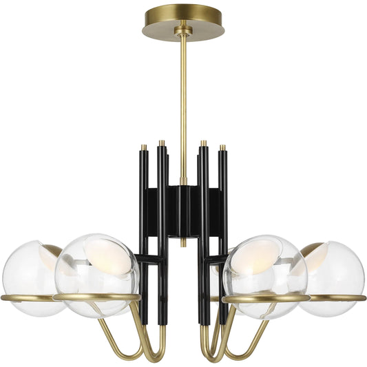 Crosby Medium Chandelier by Visual Comfort & Co. in glossy black, natural brass. Made from steel, brass in a unique style.