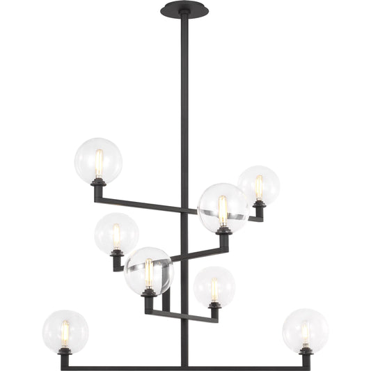 Gambit Chandelier by Visual Comfort & Co. in white and nightshade black. Made from steel in a unique style.