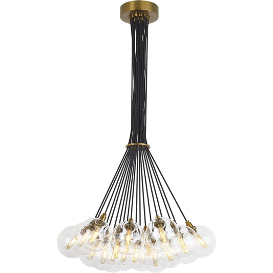 Gambit Multi-Port Chandelier by Tech Lighting in aged brass. Made from glass in a modern style.