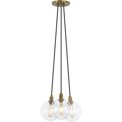 Gambit Multi-Port Chandelier by Tech Lighting in aged brass. Made from glass in a modern style.