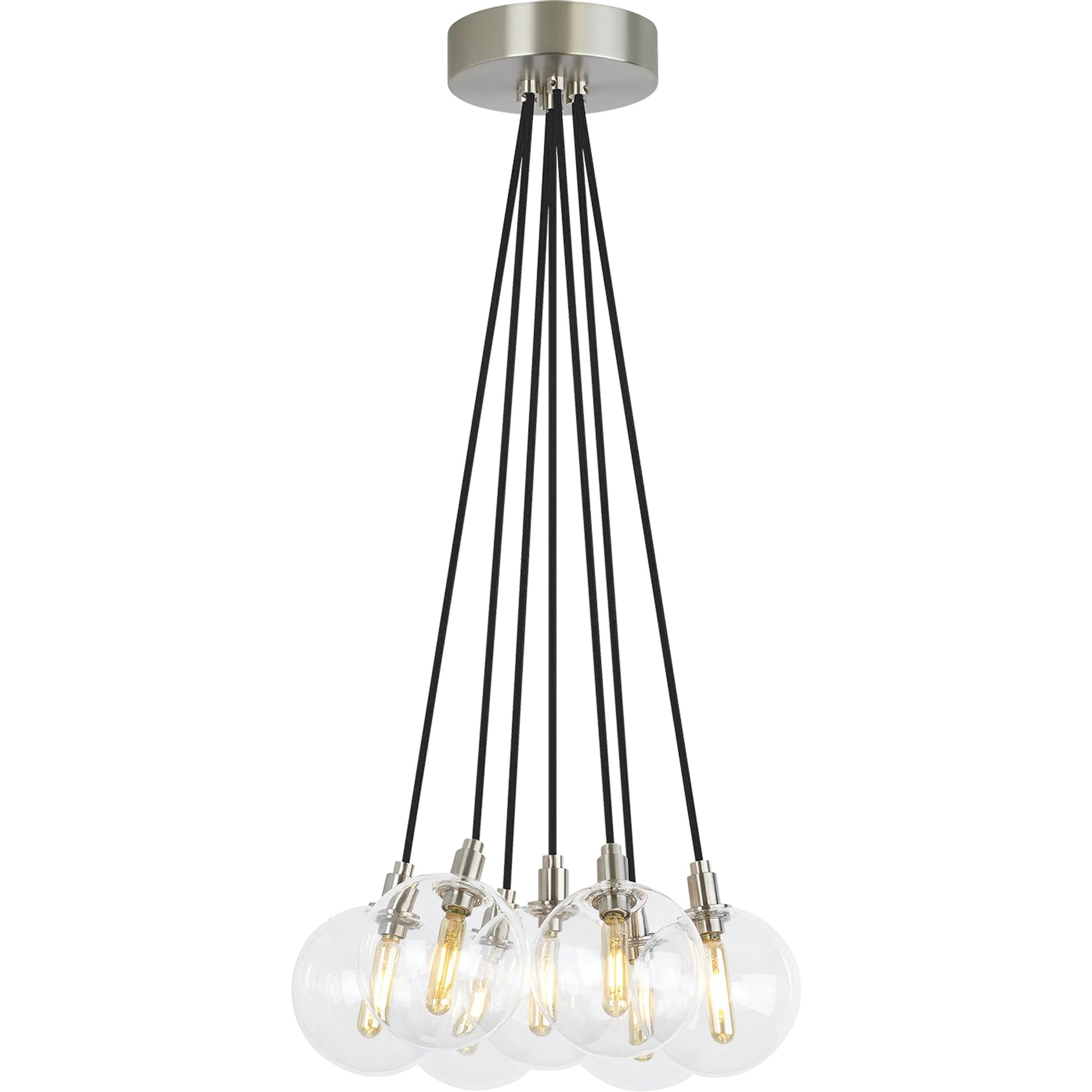Gambit Multi-Port Chandelier by Tech Lighting in aged brass. Made from glass in a modern style.