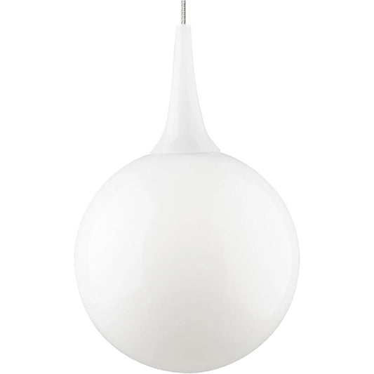 Pele Pendant by Visual Comfort & Co. in white and satin nickel. Made from glass in a unique style.