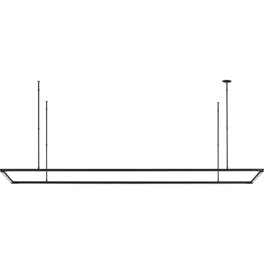 Stagger Halo 84" Linear Suspension by Visual Comfort & Co. in nightshade black. Made from aluminum or brass in a unique style.