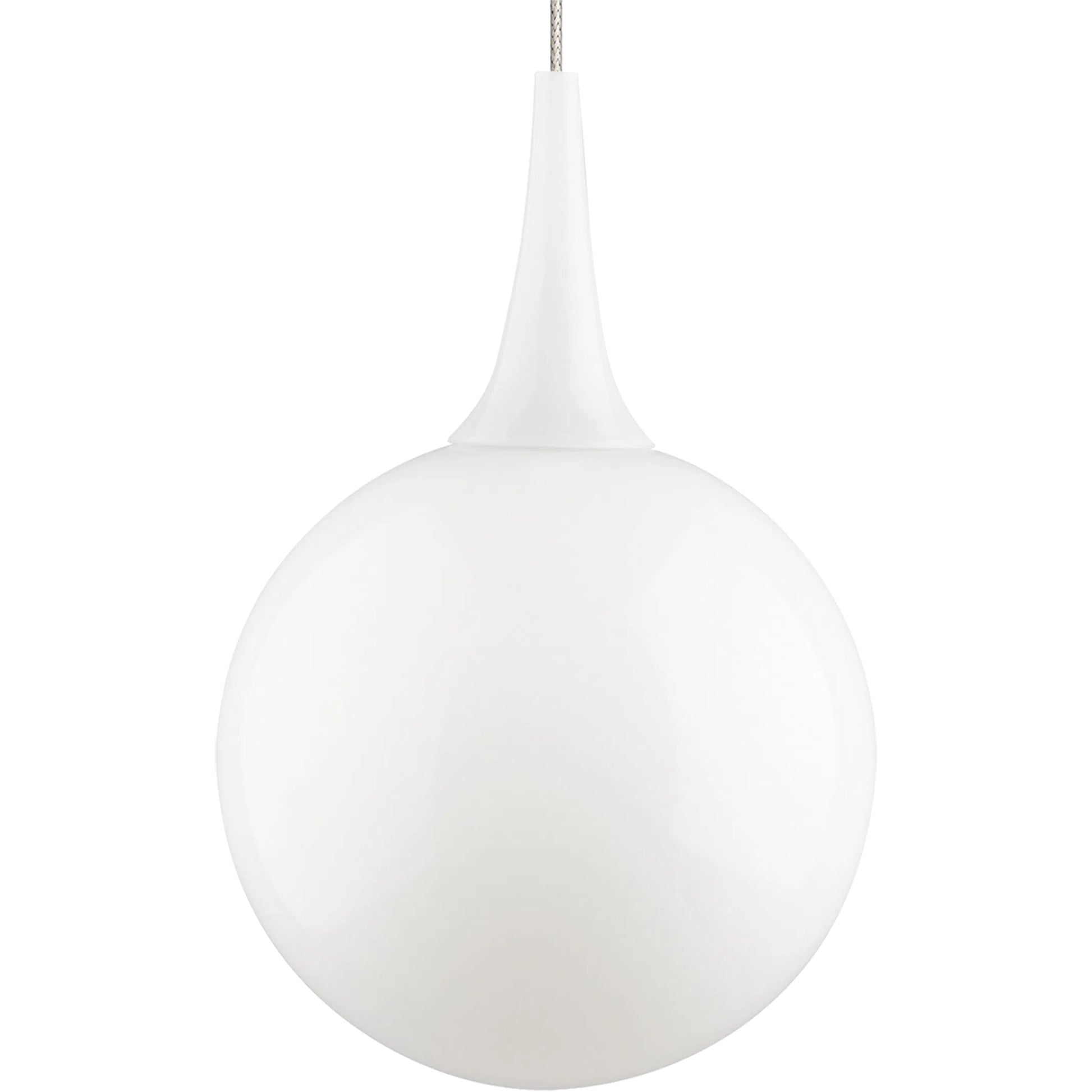 Pele Pendant by Visual Comfort & Co. in white and satin nickel. Made from glass in a unique style.