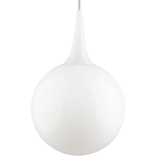 Pele Pendant by Visual Comfort & Co. in white and satin nickel. Made from glass in a unique style.