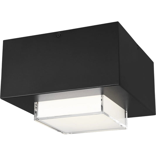 Leagan Medium Square Flush Mount by Visual Comfort & Co. in black. Made from aluminum in a unique style.