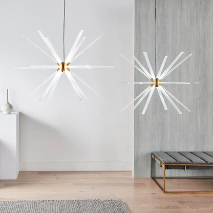 Photon 48" Chandelier by Visual Comfort & Co. in satin nickel. Made from aluminum in a unique style.