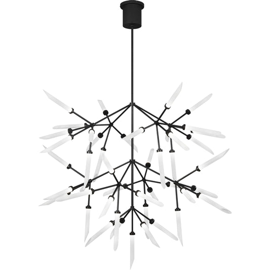 Spur Grande Chandelier by Visual Comfort & Co. in white and matte black. Made from aluminum in a unique style.