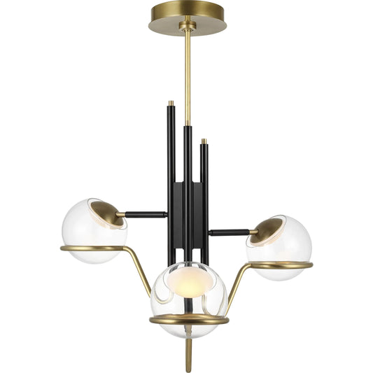 Crosby Medium Pendant by Visual Comfort & Co. in glossy black, natural brass. Made from steel, brass in a unique style.