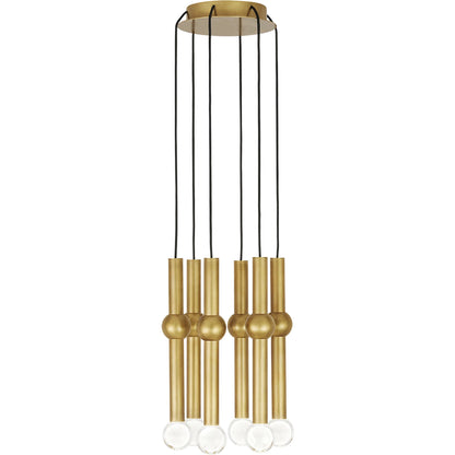 Guyed 6 Light Chandelier by Visual Comfort & Co. in nightshade black. Made from aluminum or brass in a unique style.
