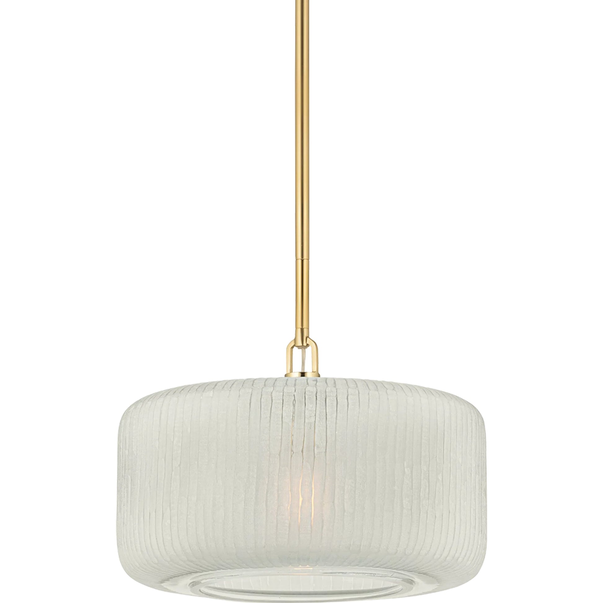 Beechurst Pendant by Hudson Valley in aged brass. Made from glass in a traditional style.