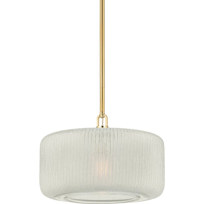 Beechurst Pendant by Hudson Valley in aged brass. Made from glass in a traditional style.