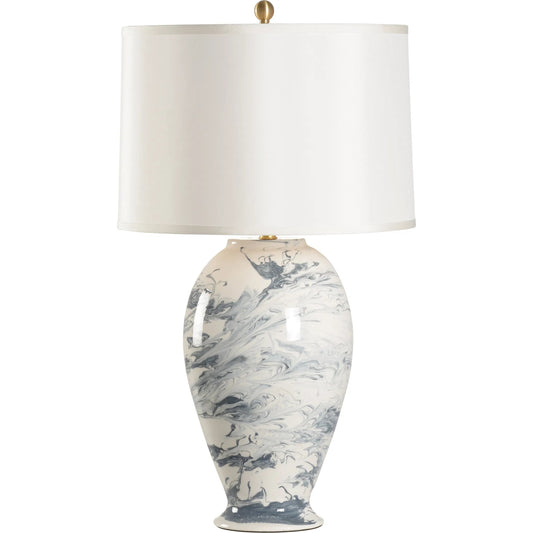 Grigio Table Lamp by Chelsea House in grey, white swirled glaze. Made from unique in a unique style.