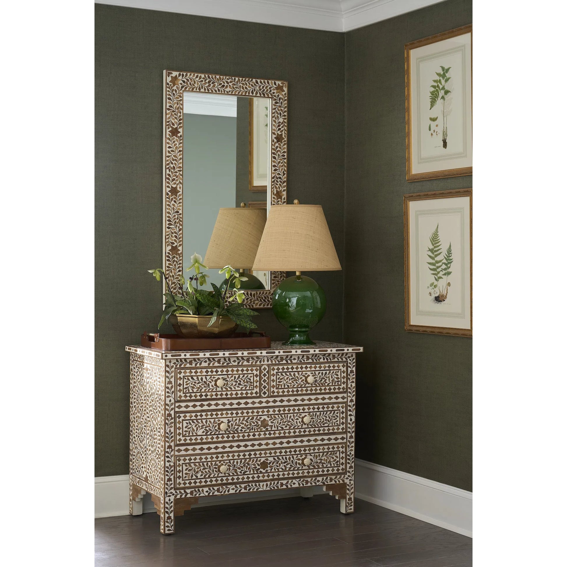 Sphere Table Lamp by Chelsea House in emerald green glaze. Made from unique in a unique style.