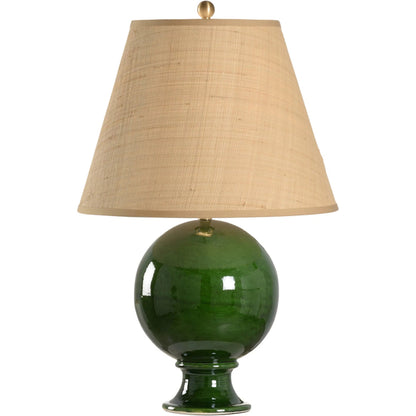 Sphere Table Lamp by Chelsea House in emerald green glaze. Made from unique in a unique style.